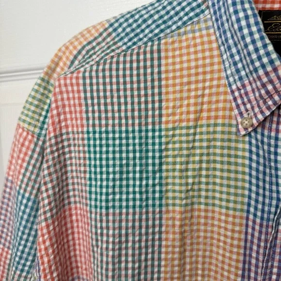 Eddie Bauer Blue and Pink Casual Button Down Vintage Shirt Size Large GUC - Picture 2 of 5